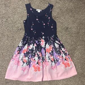 Knitworks Navy and Pink Floral Kids Dress